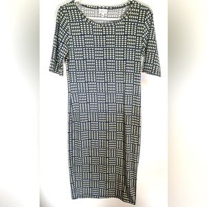 LuLaRoe Geometric Yellow/Blue Julia Midi Dress